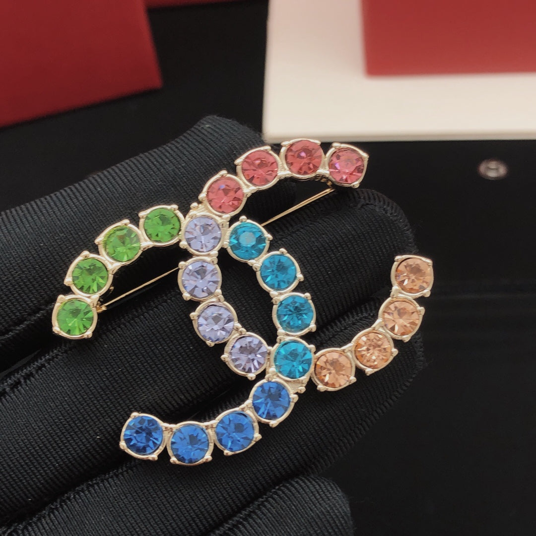 18K  Chanel Color Crystals Brooch