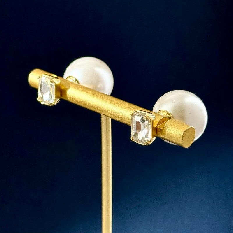 18K Dior Pearl Crystal Earrings